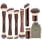 MAANGE coffee 7pc brush set packaging view highlights easy storage and quick makeup prep.