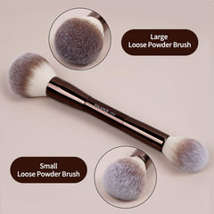 MAANGE coffee double-ended face brush 2 close-up shows precise contour application.