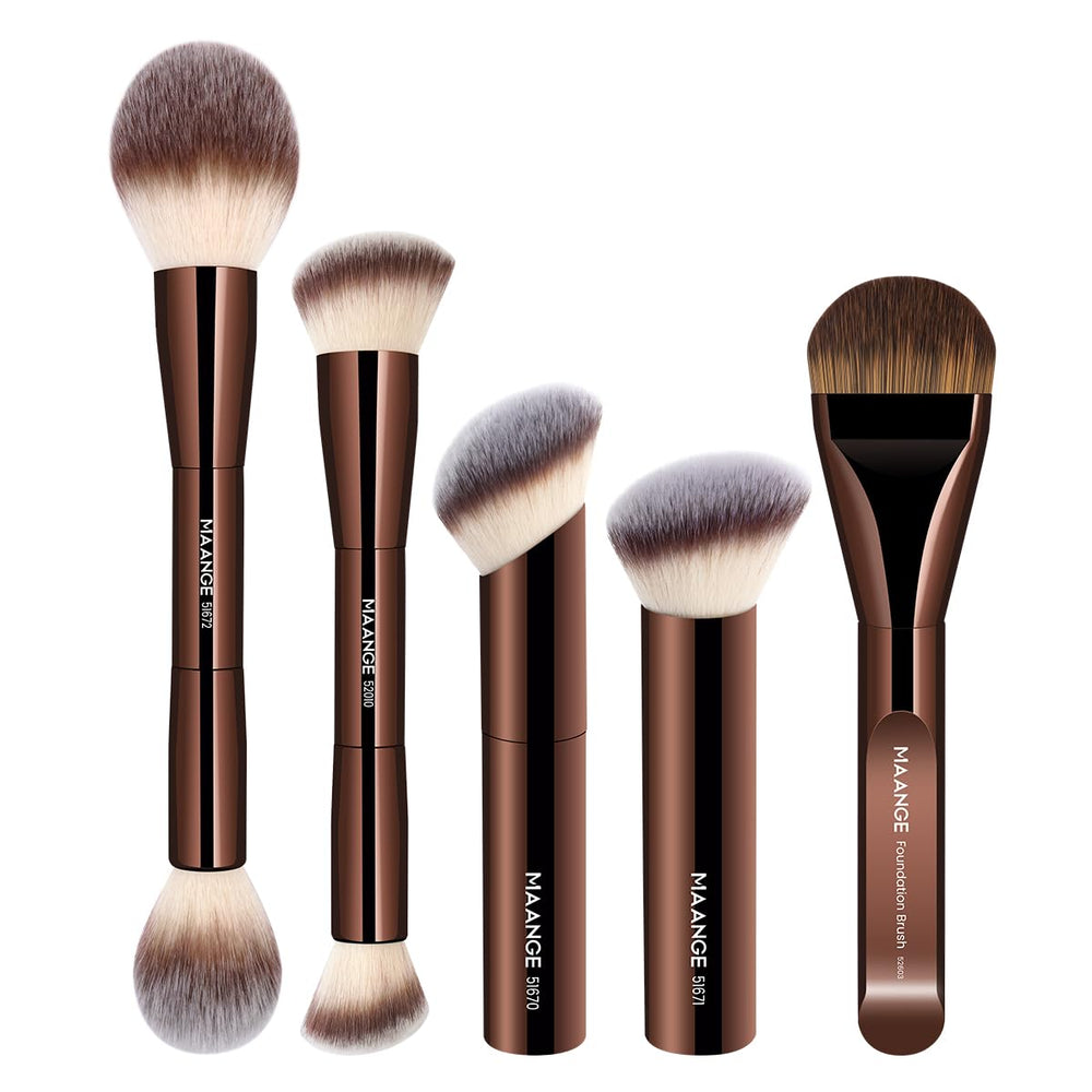 MAANGE foundation brush set double-ended kabuki for smooth liquid foundation application.