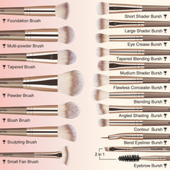 MAANGE foundation brush demonstrates precise foundation application with synthetic bristles.
