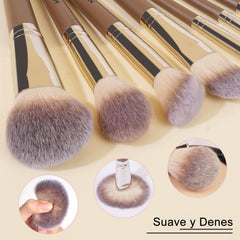 MAANGE powder brush highlights gentle powder pickup for natural finish.