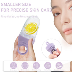 Mabnuby rose ice roller handle with ring allows precise application near the eyes.