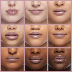MAC Lipglass Oyster Girl worn on lips for long-lasting gloss.