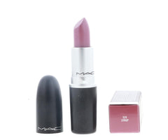 MAC Lustre Lipstick Syrup wet-look swatch highlights luminous shine.