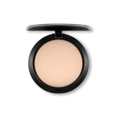 MAC Studio Fix Powder Plus compact closeup showing matte finish and pore blurring