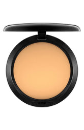 MAC Studio Fix Powder Plus Foundation NC43 compact with mirror for portable full-coverage touchups.