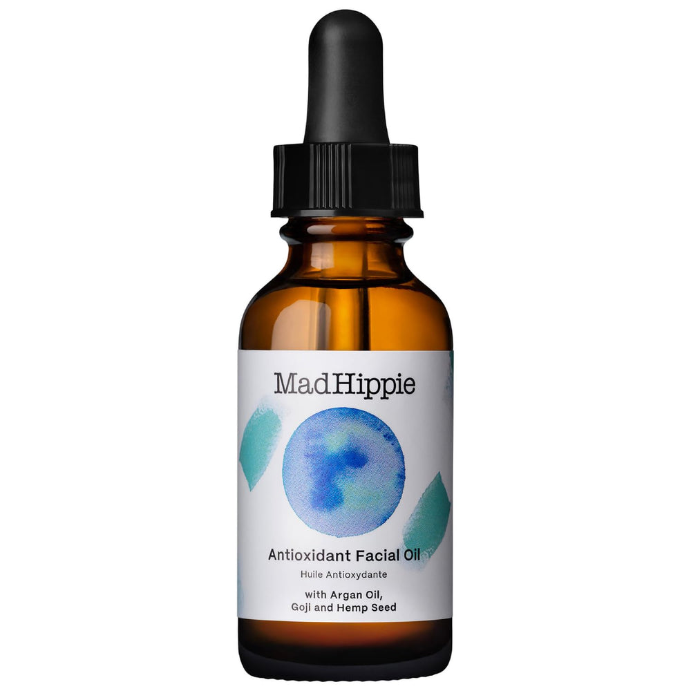Mad Hippie Antioxidant Facial Oil bottle in amber glass for lightweight hydration.