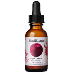 Mad Hippie Super A Serum bottle highlights three retinoids for smoother skin