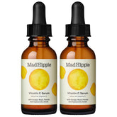 Mad Hippie Vitamin C Serum bottle closeup showing brightening glow potential.