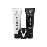 Mad Rabbit Repair Soothing Gel applied to tattooed skin for calming relief