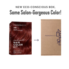 Madison Reed 6RR medium vibrant Cayenne Red application demonstrates bold salon-inspired results at home.