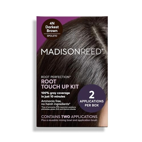 Madison Reed Root Perfection Spoleto 4N application close-up for seamless gray coverage.