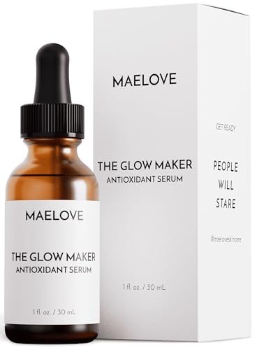 MAELOVE Glow Maker serum bottle pour demonstrates quick absorption for layered skincare.