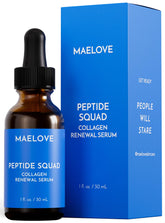 MAELOVE Peptide Squad Serum bottle with luxurious packaging for daily renewal