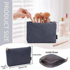 MAGEFY corduroy makeup bag open top reveals roomy interior