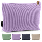 MAGEFY corduroy makeup bag purple front view shows compact, portable design for everyday carry