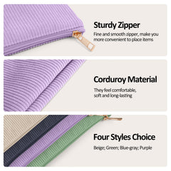 MAGEFY corduroy makeup bag purple side pocket highlights quick-access storage