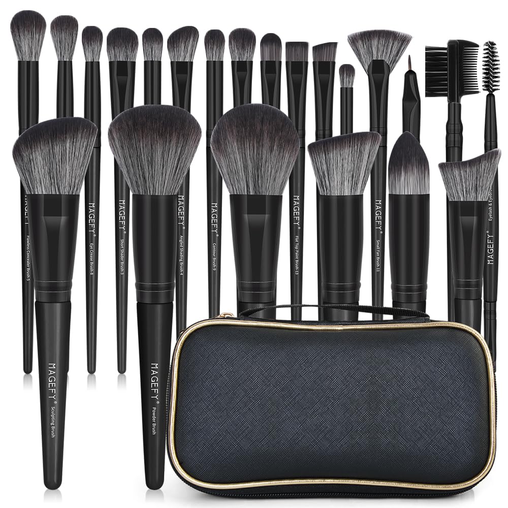 MAGEFY makeup brush set 22 pcs case travel-ready for on the go makeup