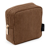 Magefy small makeup bag corduroy brown as compact purse organizer