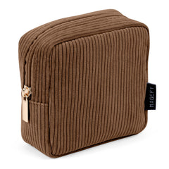 Magefy small makeup bag corduroy brown as compact purse organizer