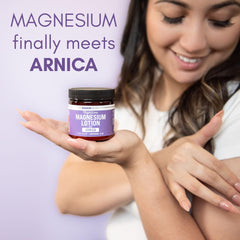Magnum Solace Nighttime Magnesium Lotion Arnica highlight bottle shows extra comfort after activity.