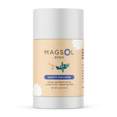 MagSol Organics Mighty Explorer deodorant bottle shows aluminum-free formula for gentle, all-day freshness.