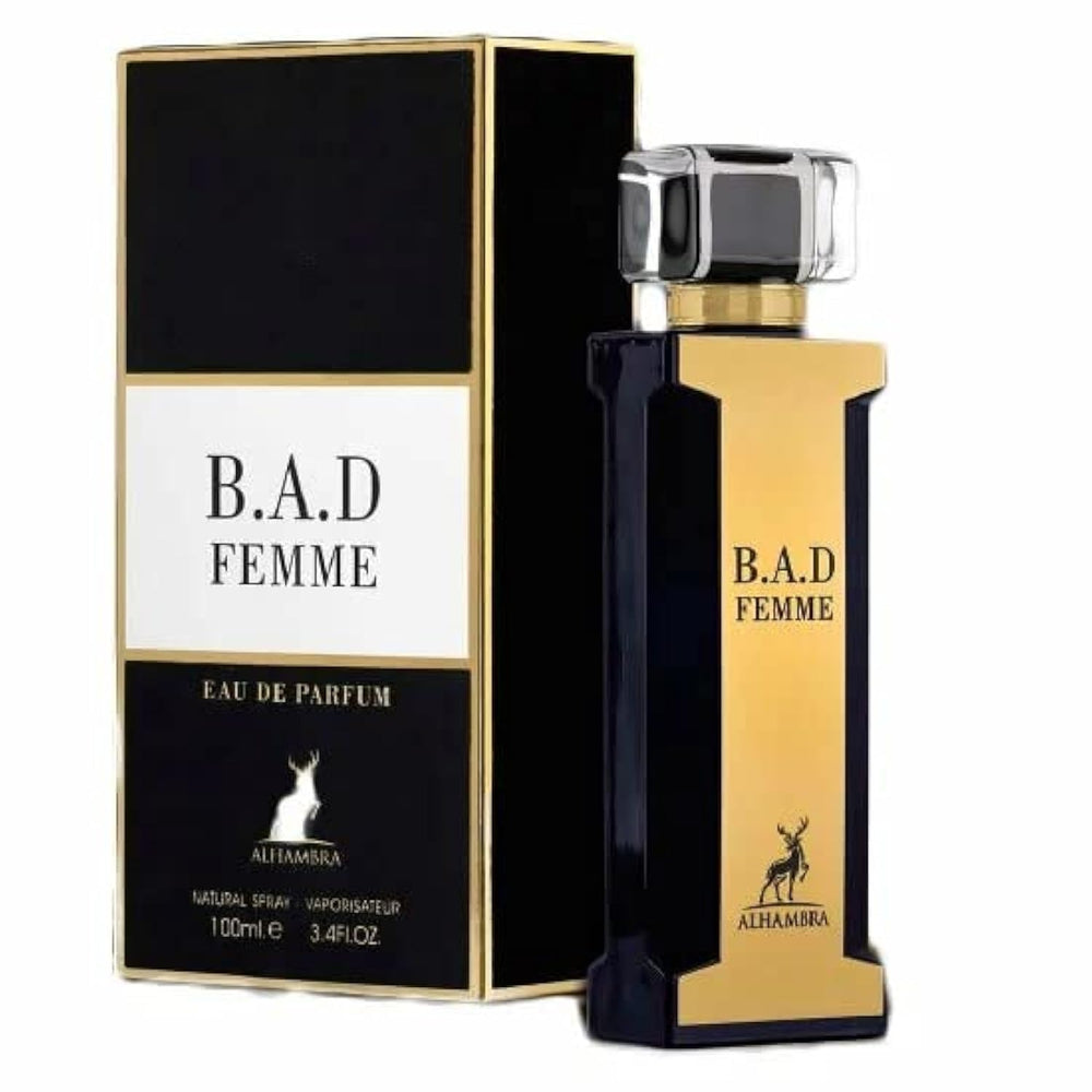 Maison Alhambra B.A.D EDP bottle front view for evening allure