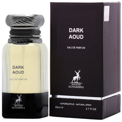Maison Alhambra Dark Aoud bottle cap close-up highlights woody spice for nights out