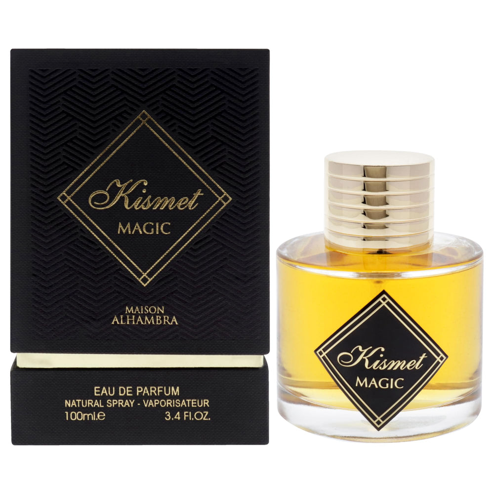 Maison Alhambra Kismet Magic bottle front shows premium design for all-day confidence.