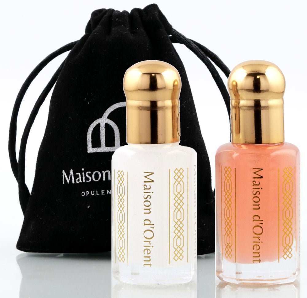 Maison d'Orient Tahara pink musk bottle pour highlights a silky texture for everyday elegance.