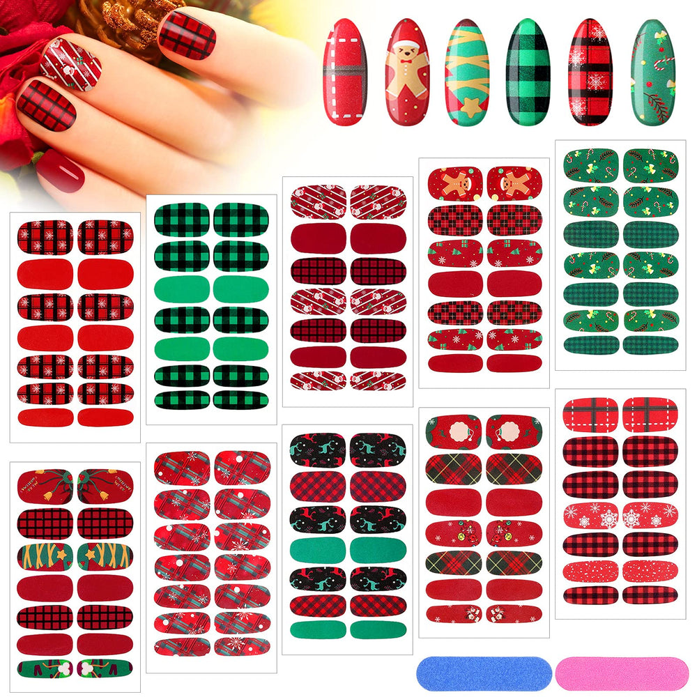 Maitys Christmas full wrap nail stickers in plaid for festive nails