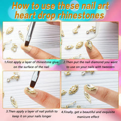 Maitys gold nail charms flower rhinestone pendant for cute nail accents.
