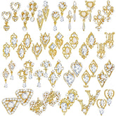 Maitys gold nail charms heart crystal dangle for stylish nail art.