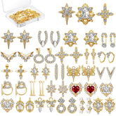 Maitys gold nail charms heart rhinestones for glamorous nails with lasting gloss.
