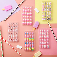 Maitys kids press-on nails kiss pattern for quick, mess-free nail art sessions