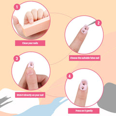 Maitys pre-glued press-on nail tips pack highlights quick application