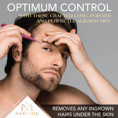 Majestic Bombay facial tweezers reach tiny hairs for quick, precise removal.