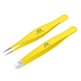 Majestic Bombay fine point and slant tweezers close-up for precise plucking and splinter removal.