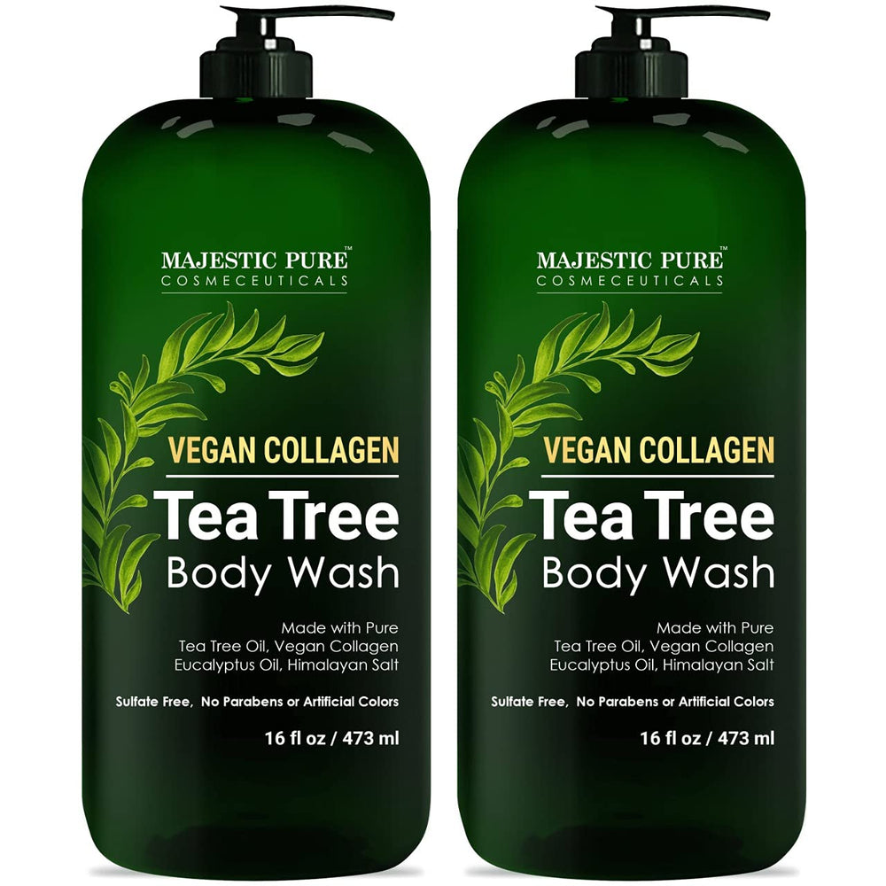 Majestic Pure Tea Tree Body Wash bottle front – refreshing cleanse for dry skin.