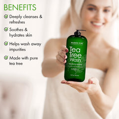Majestic Pure Tea Tree Body Wash lather closeup highlights gentle cleansing and cooling sensation.