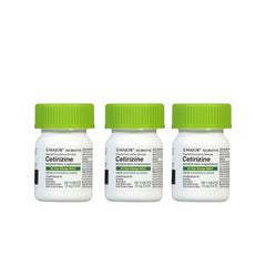 Major Cetirizine 24h relief bottle with 100-count tablets for all-day allergy support.