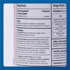 Major Senna 8.6 mg tablets label zoom highlights natural sennosides ingredient