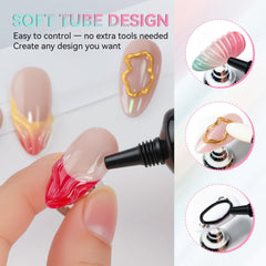Makartt 3D gel nail art set enables 3D designs on natural nails and tips.