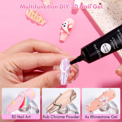 Makartt Whiteout Wonder 3D gel used to glue rhinestones on nails