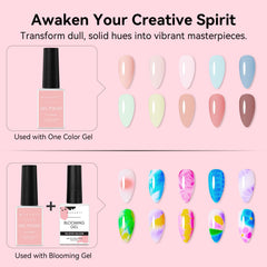 Makartt Blooming Gel-Clear watercolor-effect sample showing soft color blending