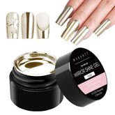 Makartt chrome gold bottle close-up, ideal for at-home nail art with luxe chrome.