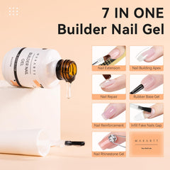 Makartt Clear Builder Nail Gel brush applying a smooth gel layer