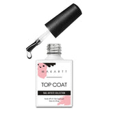 Makartt Gel Top Coat No Wipe bottle displays crystal-clear gloss for salon-quality nails.