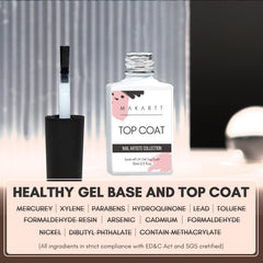 Makartt Gel Top Coat No Wipe provides a high-gloss finish for lasting shine.