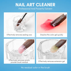 Makartt Nail Art Brushes Cleaner dispense cap ensures easy, mess-free application during cleaning sessions.